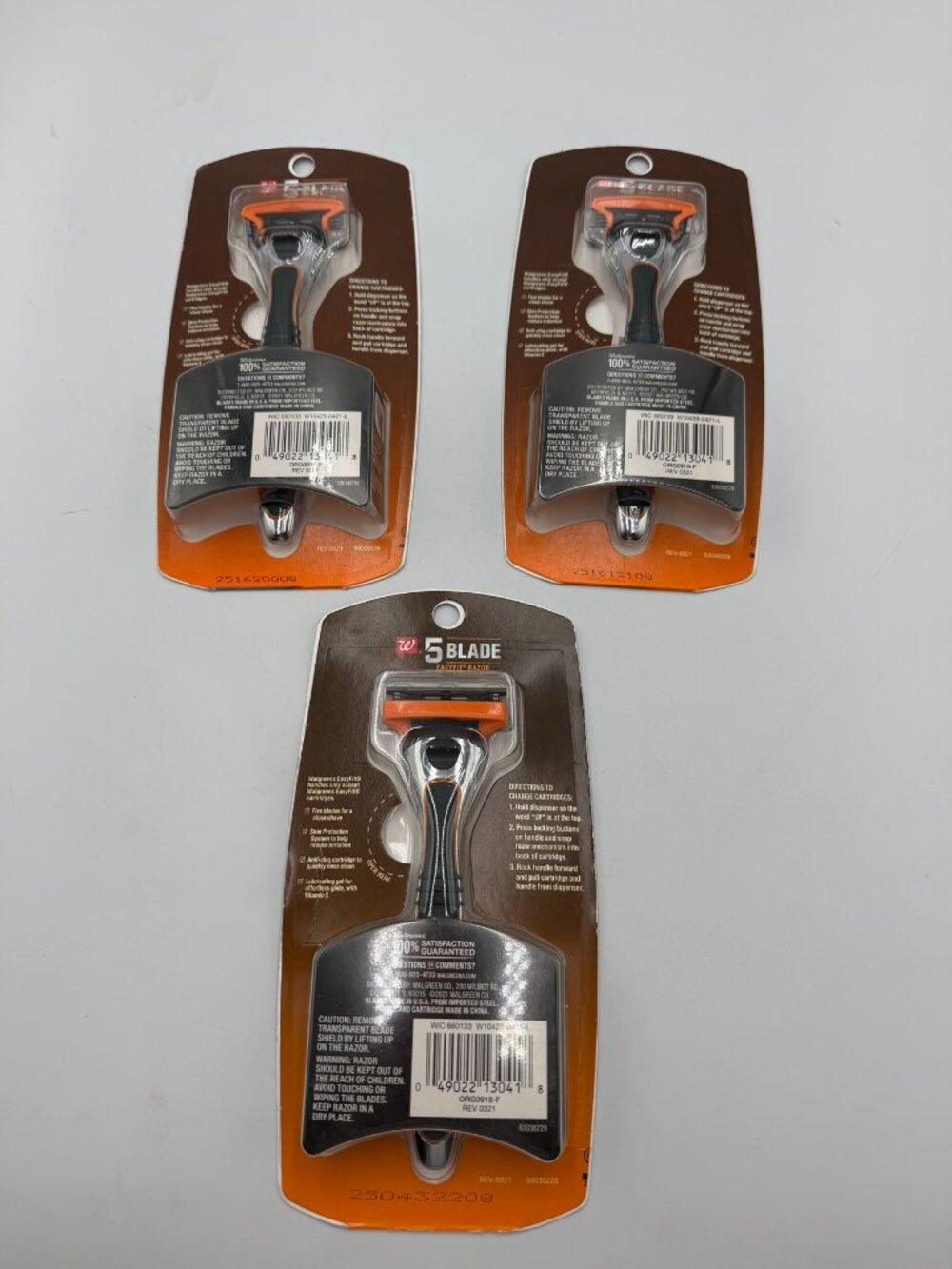 Walgreens 5 Blade EasyFit Razor Handle + 1 Cartridge Lot of 3 New Sealed